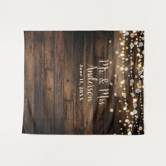 Rustieke Country Barn Houten Lichten & Confetti Wandkleed (Voorkant (horizontaal))