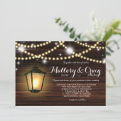 Rustieke Country Barn Lantaarn String Lights Weddi Kaart (Staand voorkant)