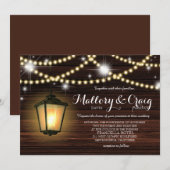 Rustieke Country Barn Lantaarn String Lights Weddi Kaart (Voorkant / Achterkant)