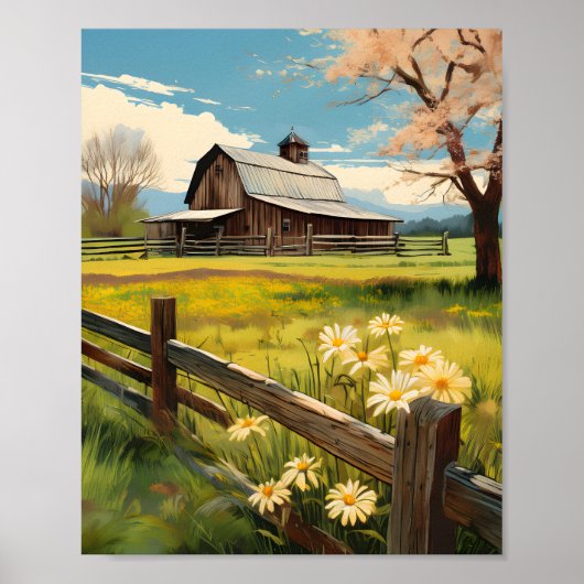 Rustieke Country Barn Scene 1 Poster (Voorkant)