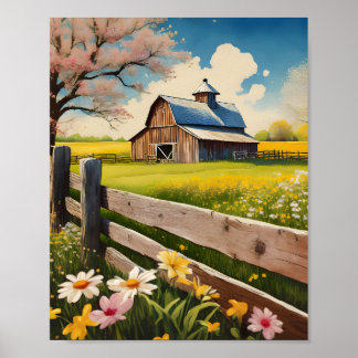 Rustieke Country Barn Scene 2 Poster
