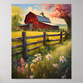 Rustieke Country Barn Scene 3 Poster