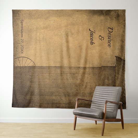 Rustieke Country Barn Westerne Photo Booth Wedding Wandkleed (In Situ (horizontaal))