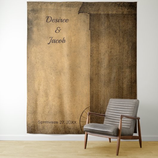 Rustieke Country Barn Westerne Photo Booth Wedding Wandkleed (In situ)
