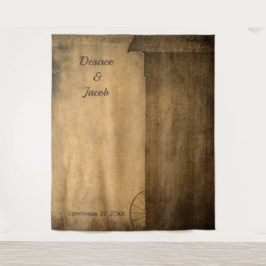 Rustieke Country Barn Westerne Photo Booth Wedding Wandkleed (Voorkant)