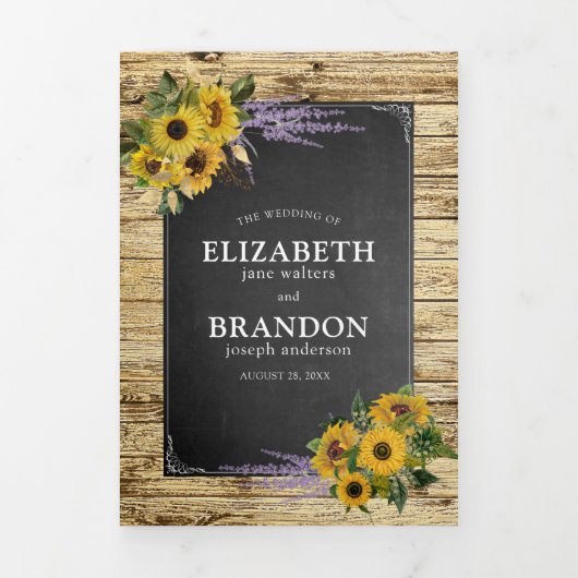 Rustieke Country Barn Wildflower Wedding Drieluik Uitnodiging (Cover)