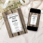 Rustieke Country Barn Wood Bloemen Afstudeerfeest Kaart