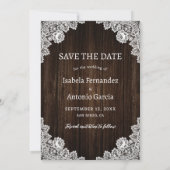 Rustieke Country Barn Wood Burlap Lace Trouwfoto Save The Date (Achterkant)