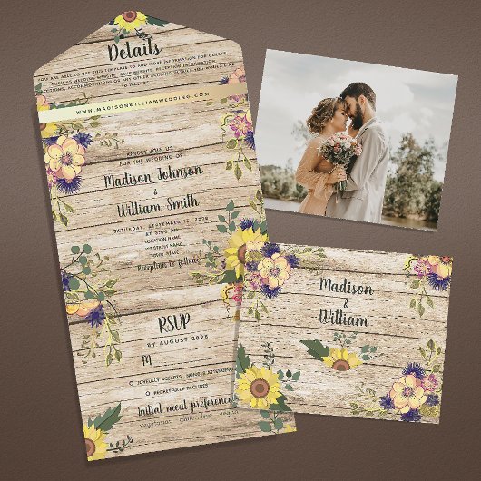 Rustieke Country Barn Wood Fall Wedding All In One Uitnodiging