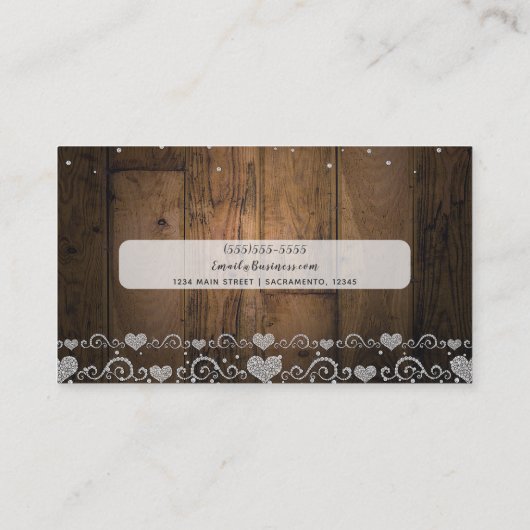 Rustieke Country Barn Wood Glam Diamonds Sparkle Visitekaartje (Achterkant)