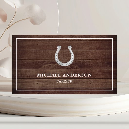 Rustieke Country Barn Wood Hoefijzer Farrier Visitekaartje