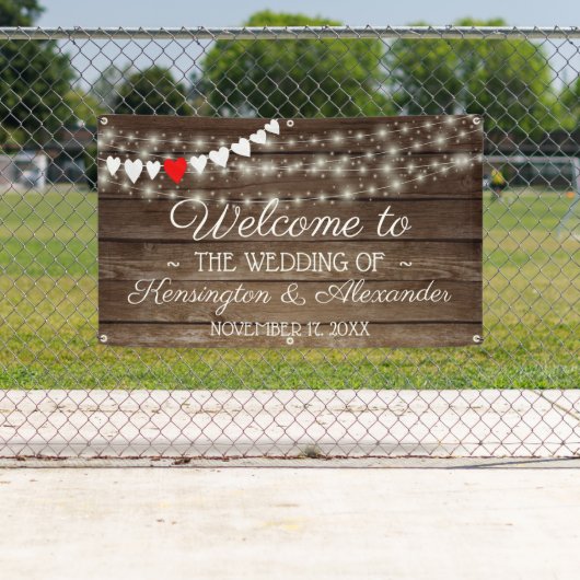Rustieke Country Barn Wood String van Lichten Trou Spandoek (Insitu)