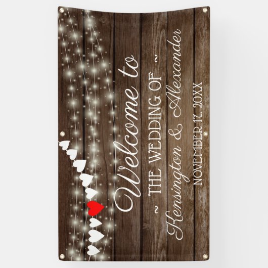 Rustieke Country Barn Wood String van Lichten Trou Spandoek (Verticaal)