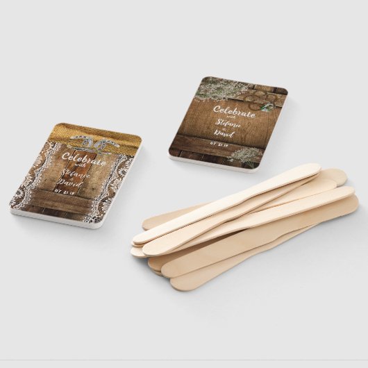 Rustieke Country Barnwood Hoefijzers bruiloft Handwaaier (Niet-gemonteerd)