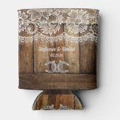 Rustieke Country Barnwood Lace Wedding Blikjeskoeler (Voorkant)