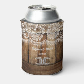 Rustieke Country Barnwood Lace Wedding Blikjeskoeler (Blikje Achterkant)