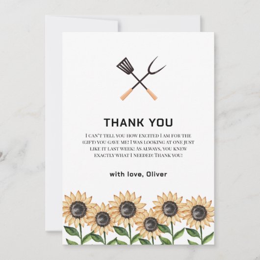 Rustieke Country BBQ Zonnebloem Baby shower Bedankkaart (Voorkant)