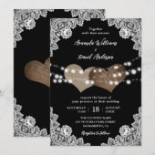 Rustieke Country Black Romantische Huwelijk Kaart (Voorkant / Achterkant)