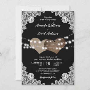Rustieke Country Black Romantische Huwelijk Kaart
