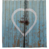 Rustieke Country Blue Barn Door Heart Douchegordijn (Voorkant)