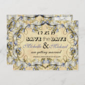 Rustieke Country Blue Floral Wedding Save The Date Aankondigingskaart (Voorkant / Achterkant)