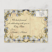 Rustieke Country Blue Floral Wedding Save The Date Aankondigingskaart (Achterkant)