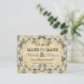 Rustieke Country Blue Floral Wedding Save The Date Aankondigingskaart (Staand voorkant)