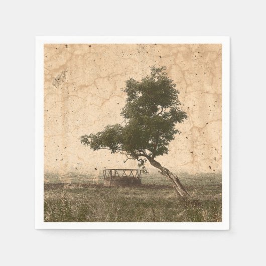 Rustieke Country Boerderij Beige Decoupage Tree Servet (Voorkant)