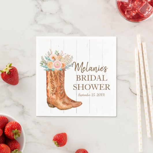 Rustieke Country Boots Bruids Paren Douche Party Servet (Insitu)