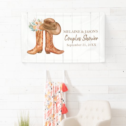Rustieke Country Boots Bruids Paren Douche Spandoek (Insitu)