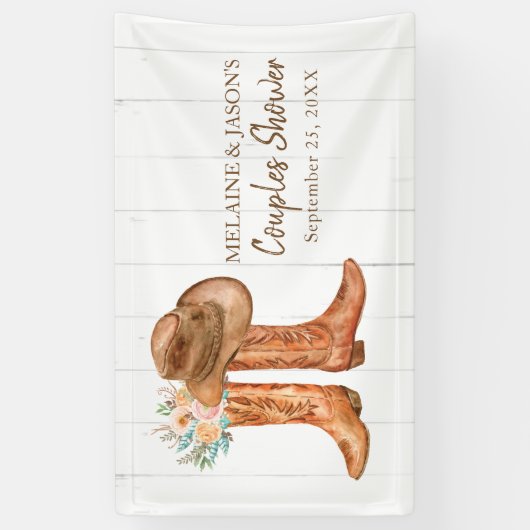 Rustieke Country Boots Bruids Paren Douche Spandoek (Verticaal)