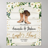 Rustieke Country Boots Couple's Douche Welkomstbor Poster (Voorkant)