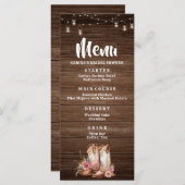 Rustieke Country Boots Cowgirl Floral Verjaardag M Menu (Voorkant / Achterkant)