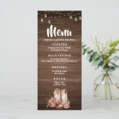 Rustieke Country Boots Cowgirl Floral Verjaardag M Menu (Staand voorkant)