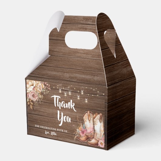 Rustieke Country Boots Cowgirl Verjaardag Bedankdoosjes (Achterkant)