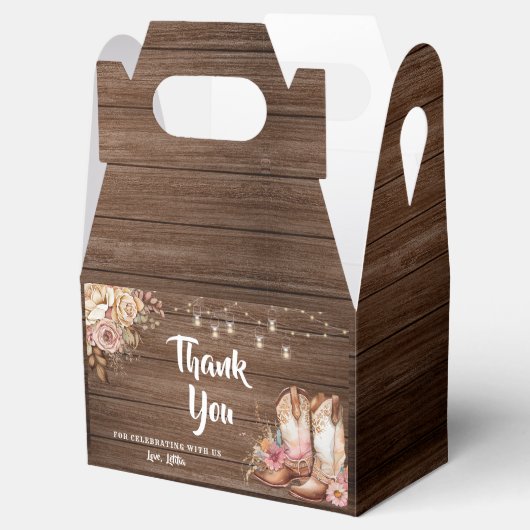 Rustieke Country Boots Cowgirl Verjaardag Bedankdoosjes (Geopend)