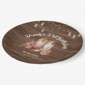 Rustieke Country Boots Cowgirl Verjaardag Papieren Bordje (Gekanteld)