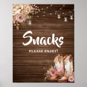 Rustieke Country Boots Cowgirl Verjaardag Snacks t Poster (Voorkant)