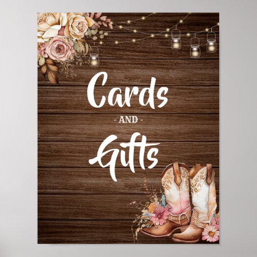 Rustieke Country Boots Cowgirl Verjaardagskaarten  Poster (Voorkant)