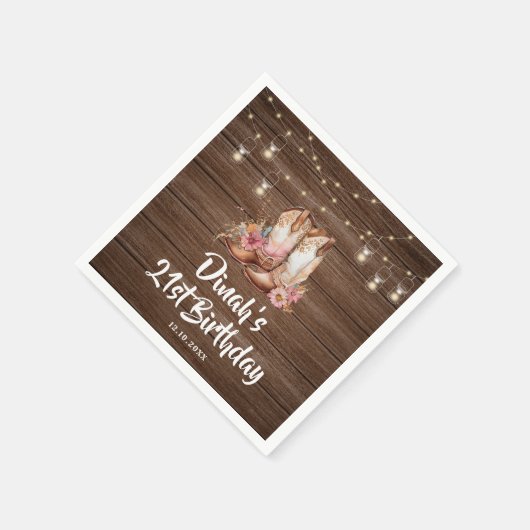 Rustieke Country Boots Cowgirl Verjaardagspapier Servet (Hoek)