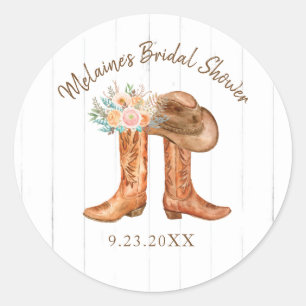 Rustieke Country Boots Ronde Trouwstickers Sticker