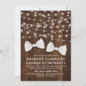 Rustieke Country Bow Stropdas Gay Groom Bruiloft Kaart (Voorkant)