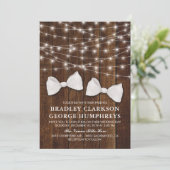 Rustieke Country Bow Stropdas Gay Groom Bruiloft Kaart (Staand voorkant)