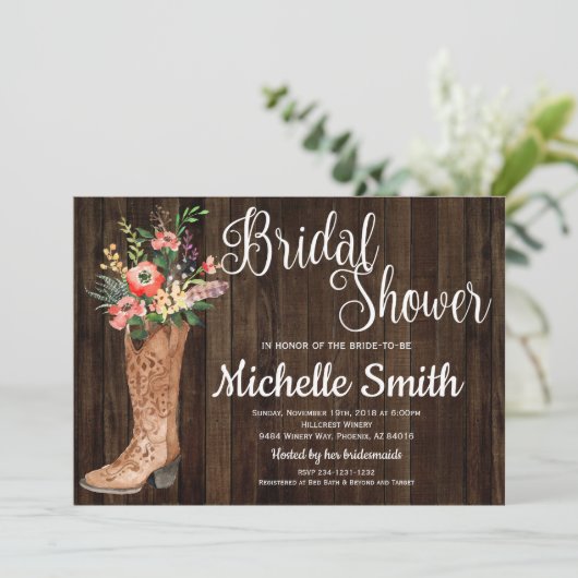 Rustieke Country Bruids Westerne Bloemen Vrijgezel Kaart (Staand voorkant)