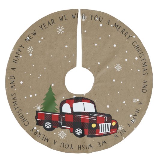 Rustieke Country Buffalo Plaid Truck met Boom Kerstboom Rok (Voorkant)