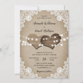 Rustieke Country  Burlap Bloemen Lace Wedding Kaart