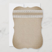 Rustieke Country Burlap en Kant bruiloft uitnodigi Kaart (Achterkant)