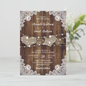 Rustieke Country Burlap en Kant bruiloft uitnodigi Kaart (Staand voorkant)