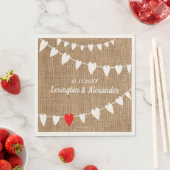 Rustieke Country Burlap en String Of Hearts Weddin Servet (Insitu)