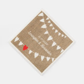 Rustieke Country Burlap en String Of Hearts Weddin Servet (Hoek)